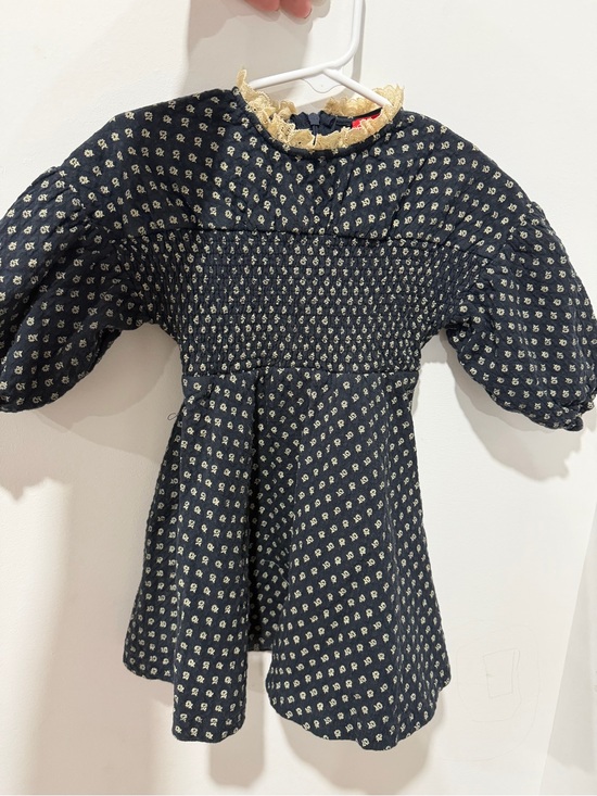 Other - Girls' Navy Floral Smocked Dress with Lace Collar